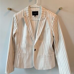 Banana Republic Women's Classic Blazer - Winter White (ivory) with Black Stripes